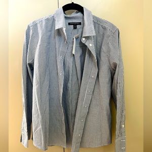 NWT Banana Republic blue and white striped button up size M